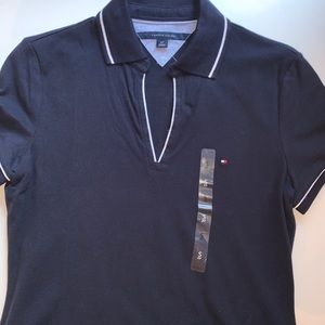 NWT Tommy Hilfiger Navy Blue V Neck Polo Size S